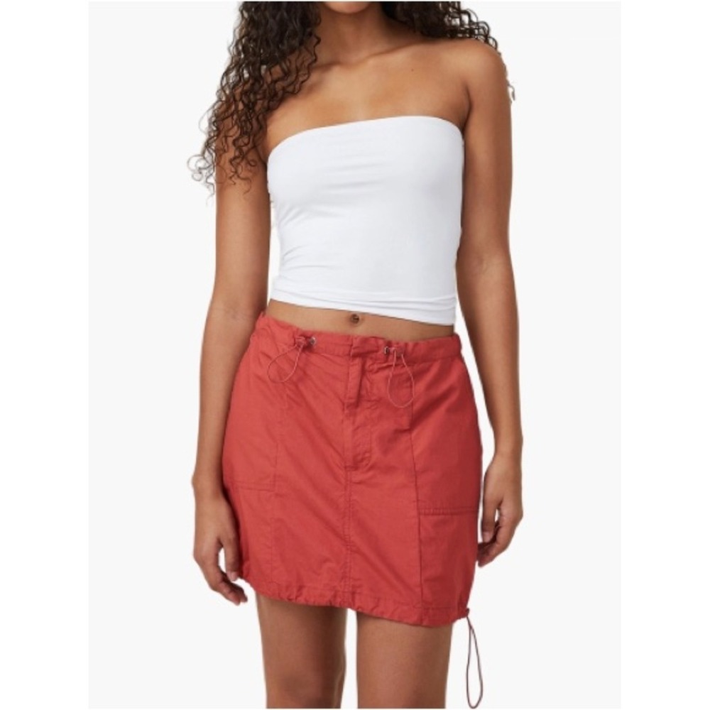 Cotton On Rust Red Jordan Cargo Mini Skirt NWT Drawstring Utility Y2K Granola 6